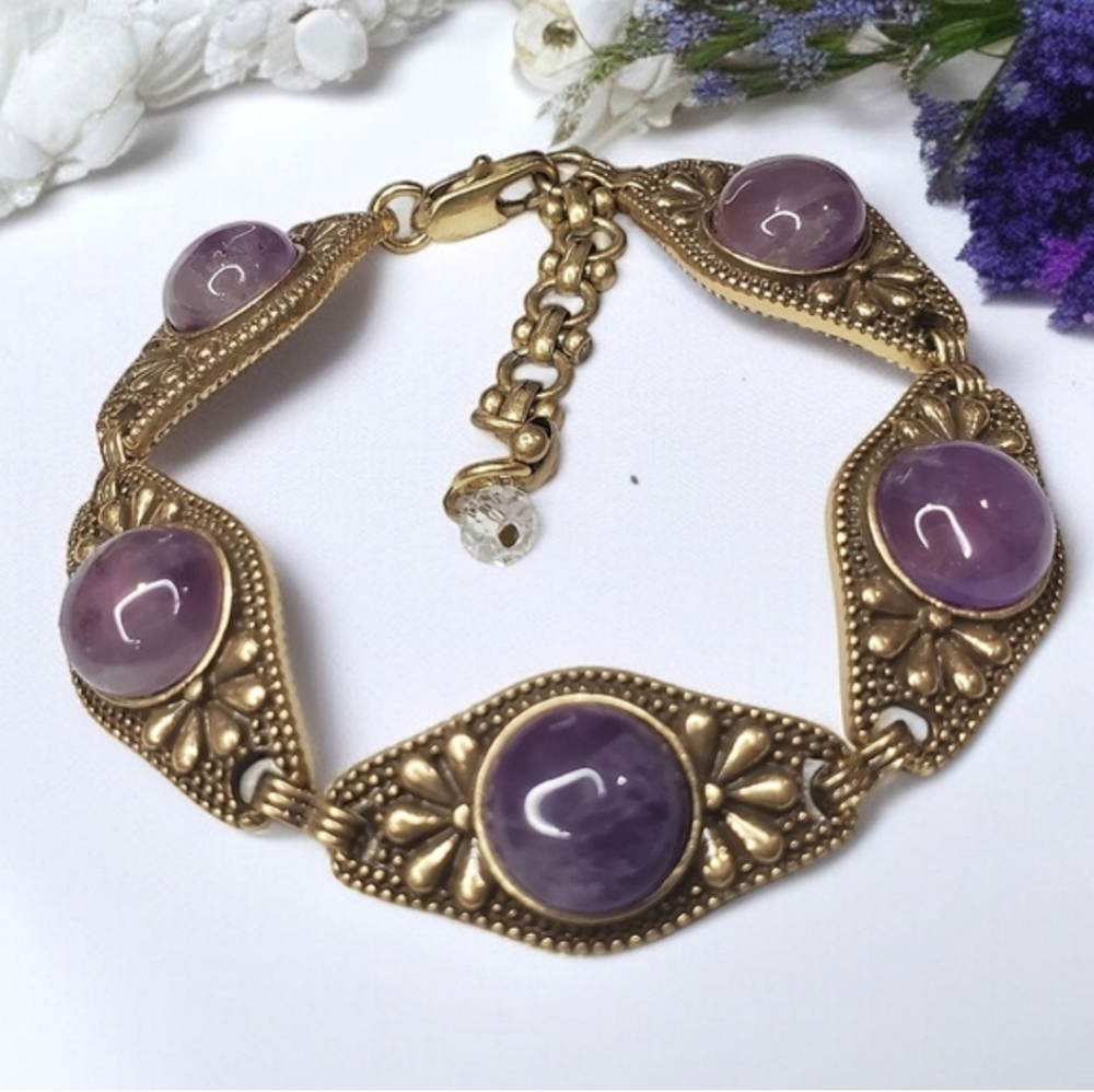 Elegant Gold and Purple Bracelet